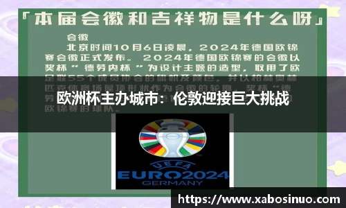 欧洲杯主办城市：伦敦迎接巨大挑战