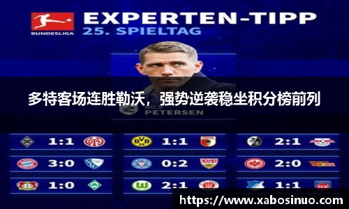 多特客场连胜勒沃，强势逆袭稳坐积分榜前列