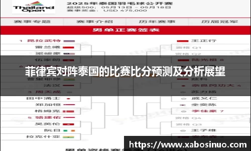 菲律宾对阵泰国的比赛比分预测及分析展望